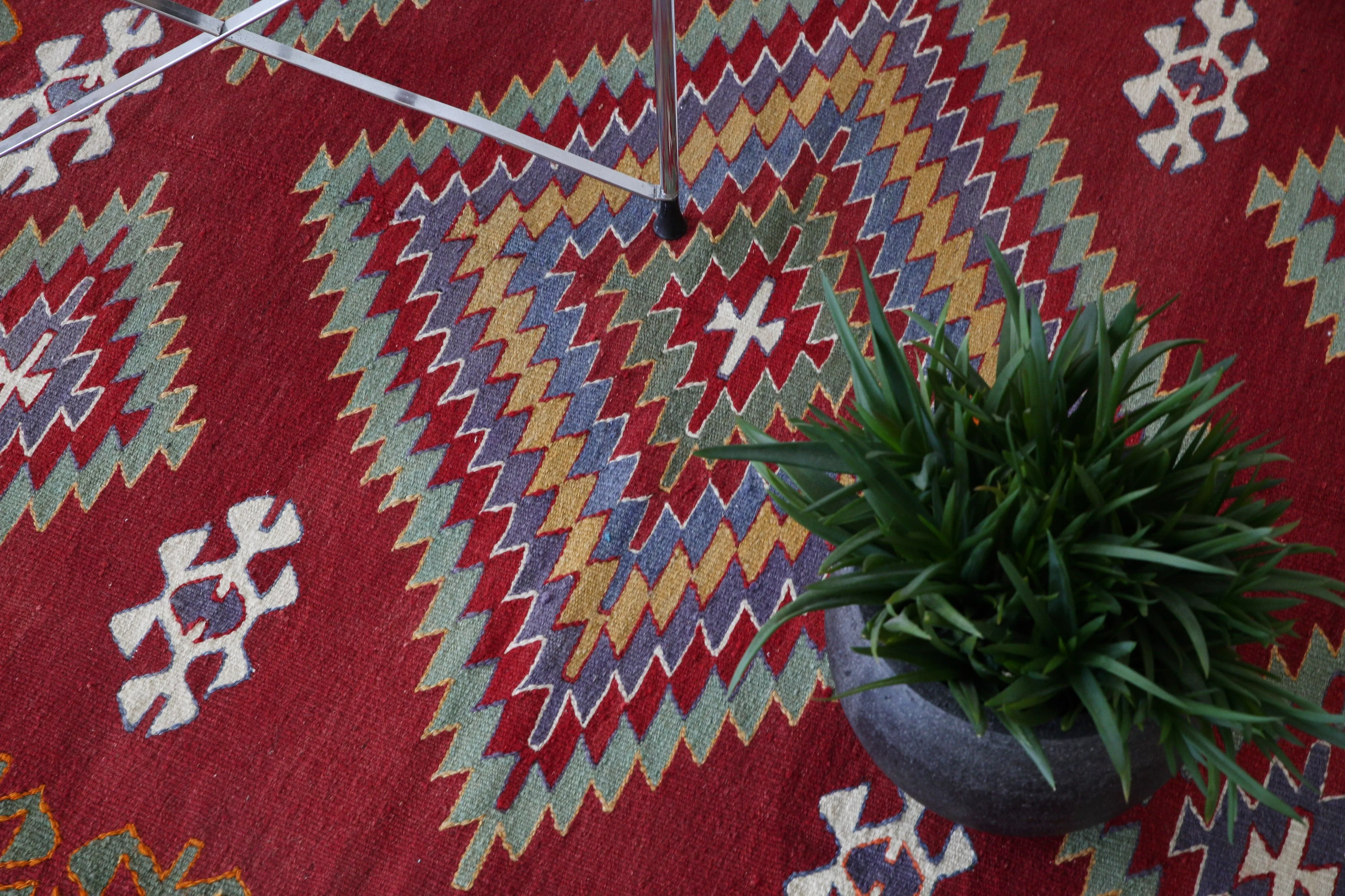 Vintage Turkish Denizli Kilim Rug 3'9"x6'2"