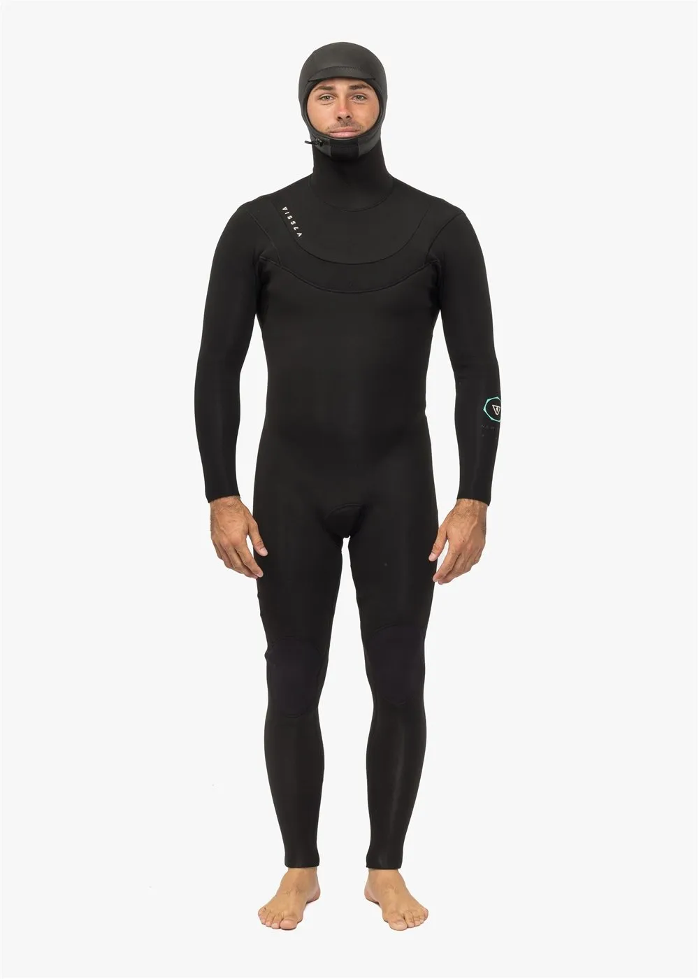 Vissla x Axxe New Seas 4-3 Hooded V-Zip Full Wetsuit - Black