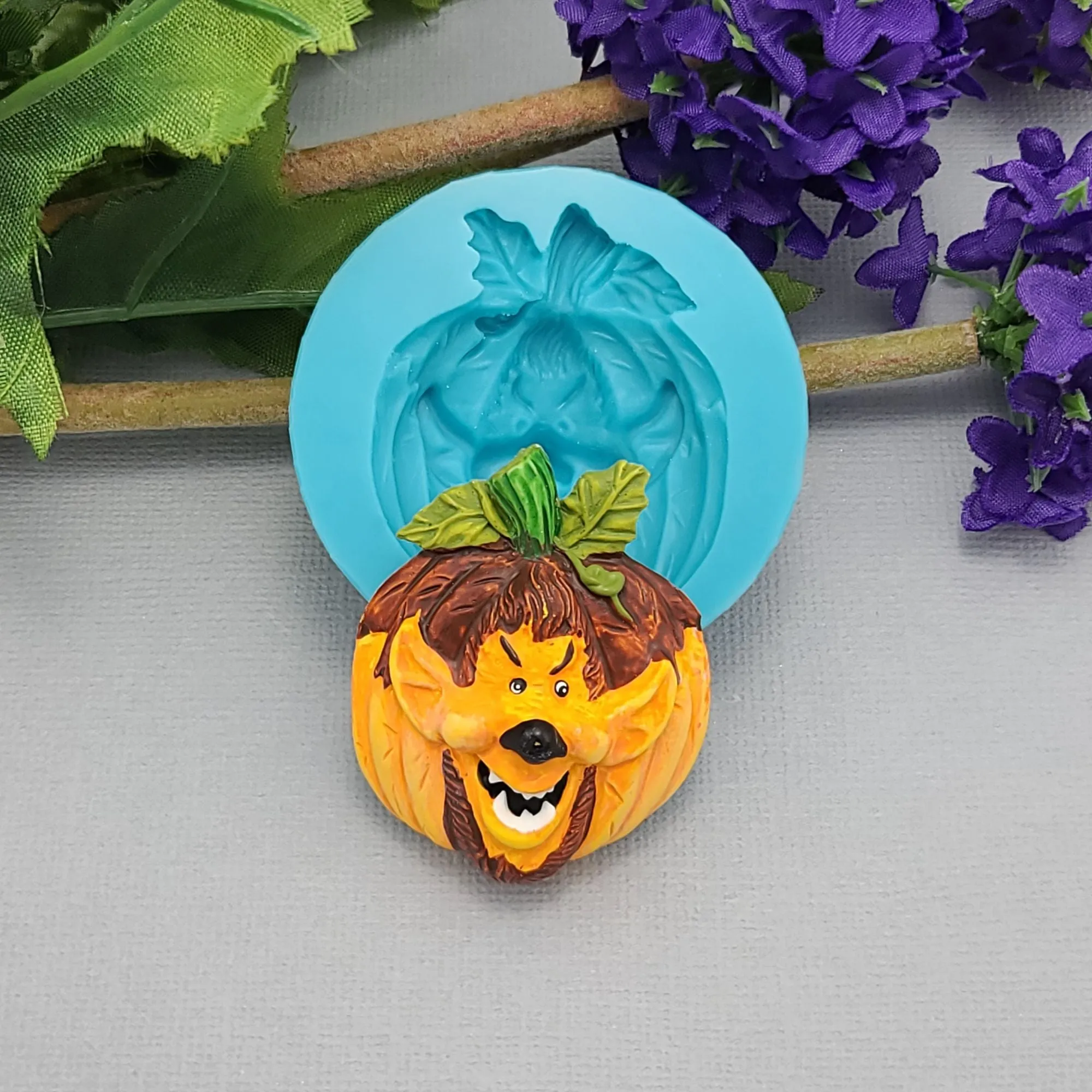 Werewolf Jack O’Lantern Pumpkin Halloween Silicone Mold  Resin Polymer Clay.