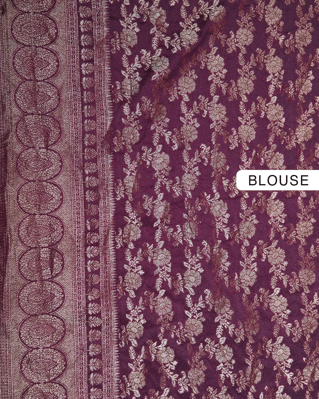Wine Crepe Blend Woven Saree With Crepe Woven Blouse